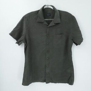 Proper Cloth Shirt‎ Mens Large Olive Green Short Sleeve Tencel Twill Casual